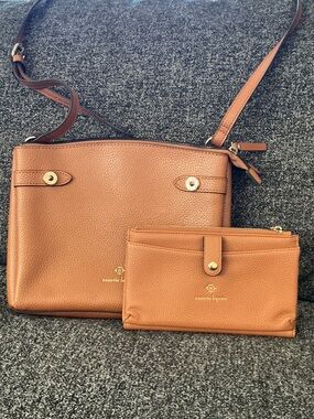 Nanette Lepore Tan Pebbled Leather Crossbody and Wristlet Set